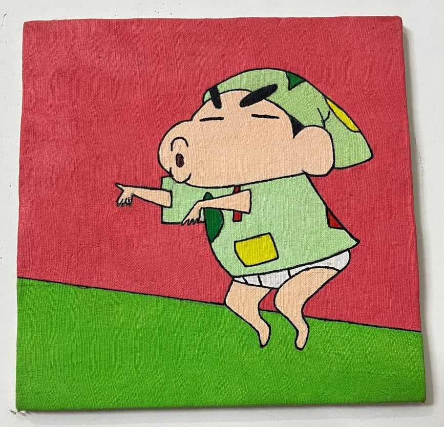 Hand-painted Shin-chan Action Hero canvas - original artwork on canvas board