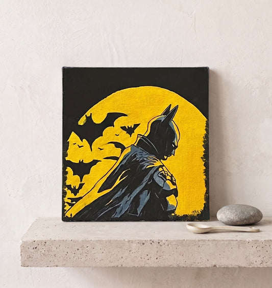 Hand-Painted Batman Canvas – Moonlit Watch