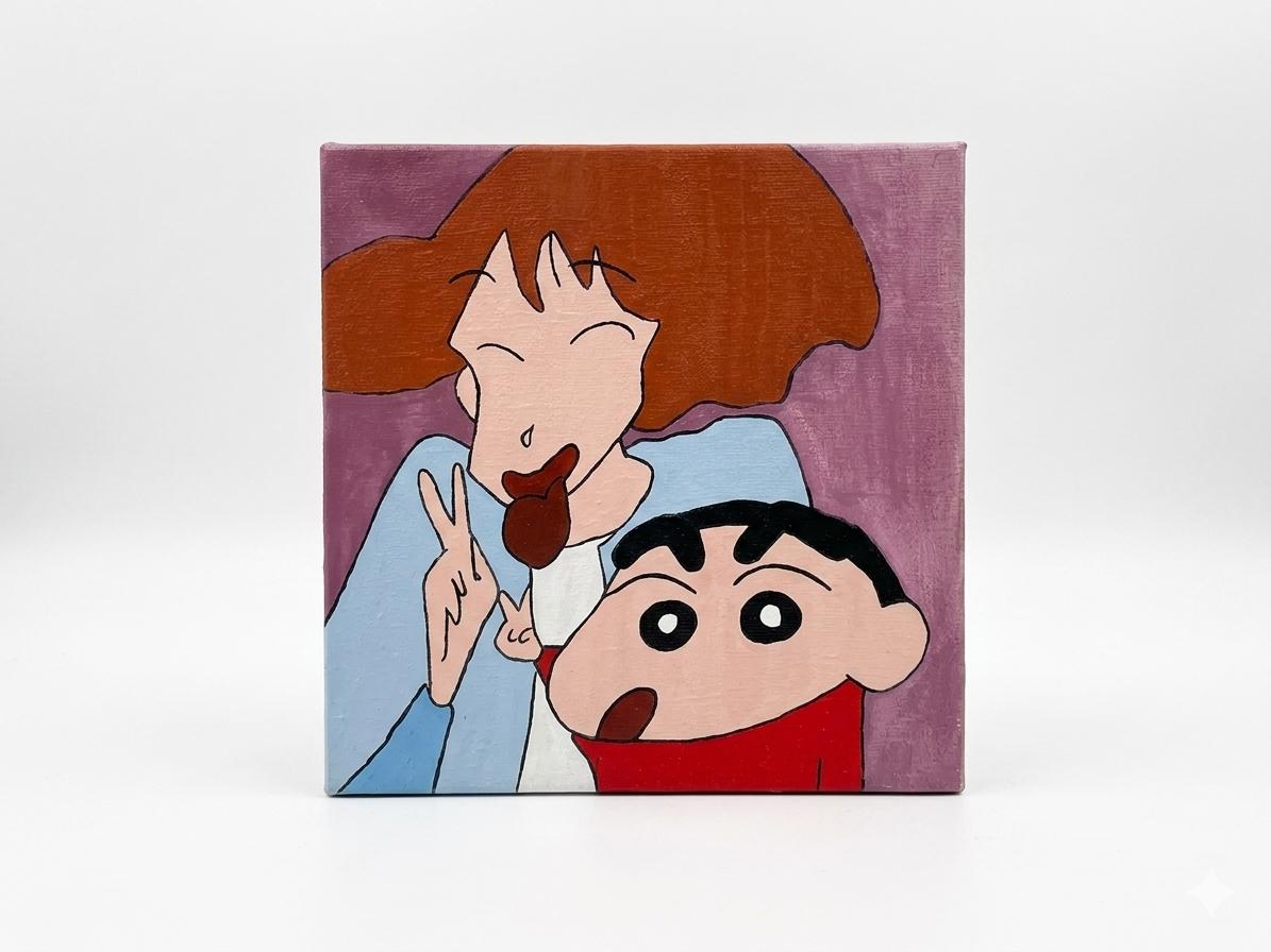Shin-chan canvas art piece - hand-painted original, not a print