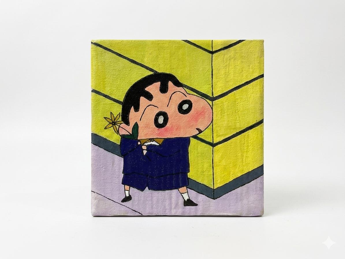 Shin-chan hand-painted canvas artwork - individual piece from 3-piece set
